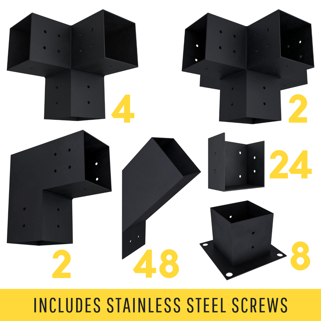 6-Sided Pergola Kit - For a Free-Standing Pergola Up to 36' x 24'