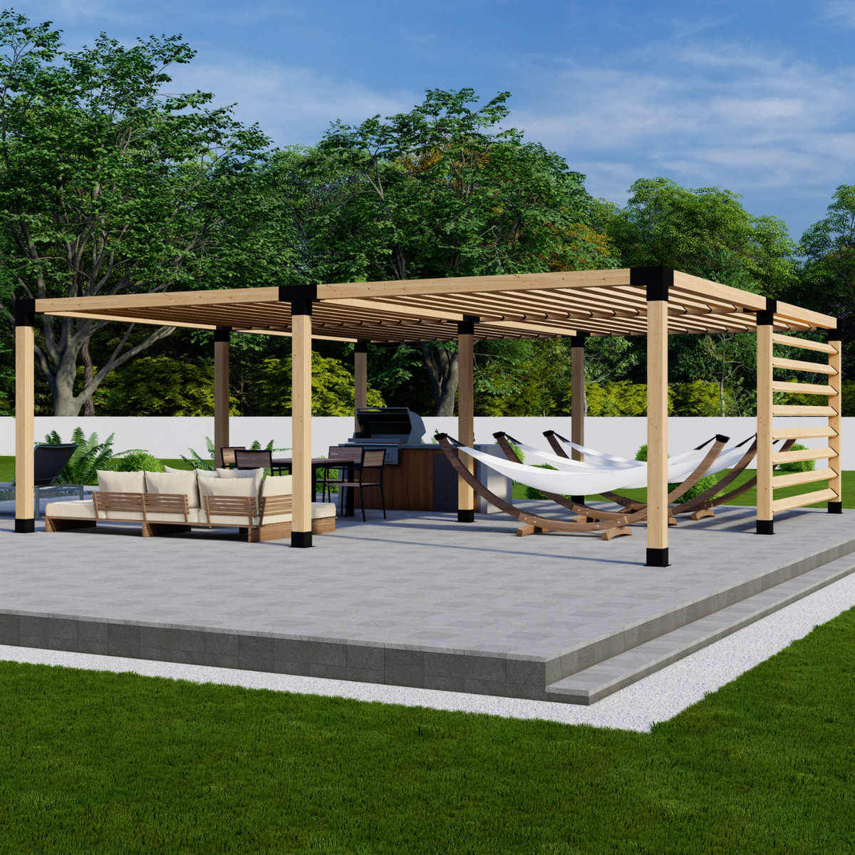 Bracket Kit for Building a Wooden Pergola on Patio