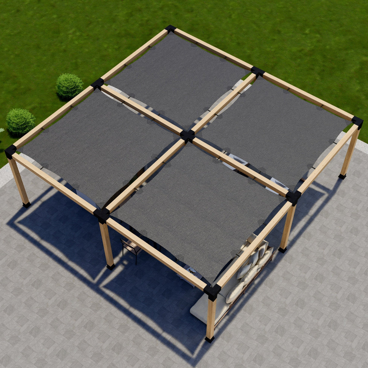18x16 Covered Pergola with Sun Shades