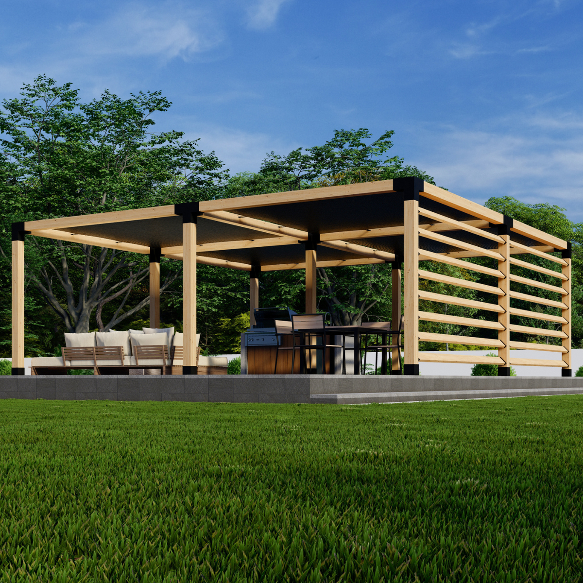 Kit for a Custom Pergola With Canopies