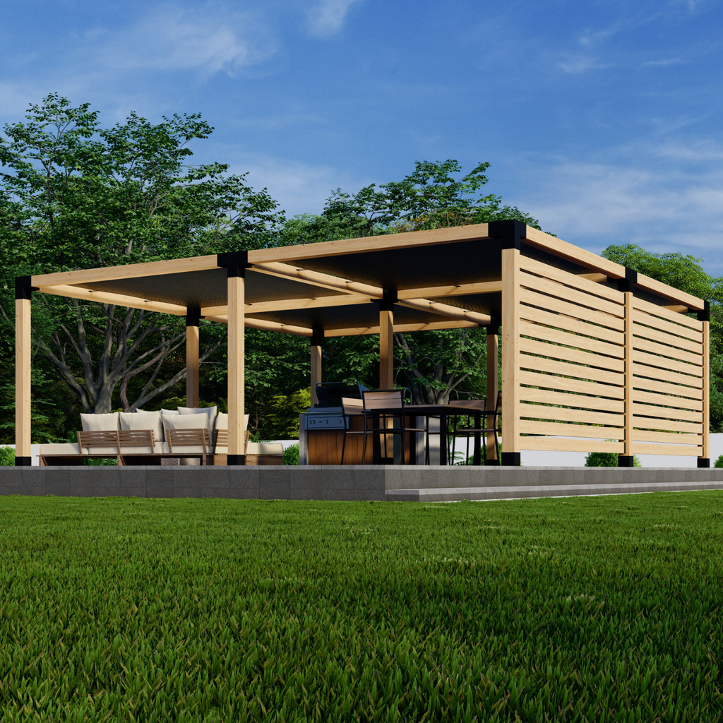 Large Covered Pergola Kit With Shade Canopies