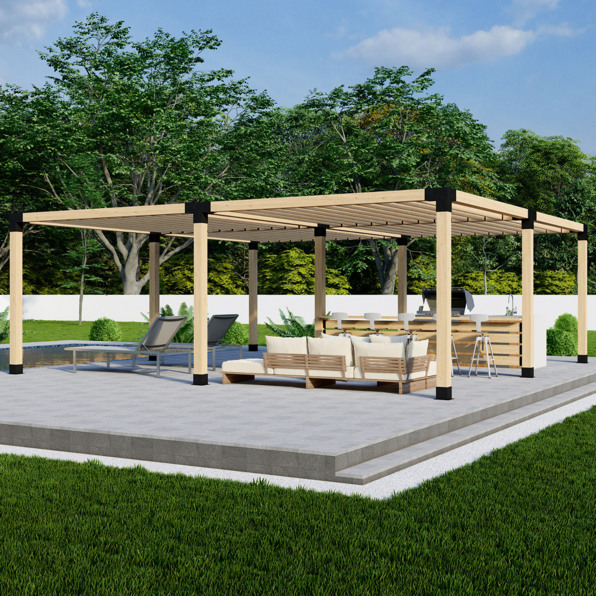 Kit for a Modern Pergola Over Pool or Patio