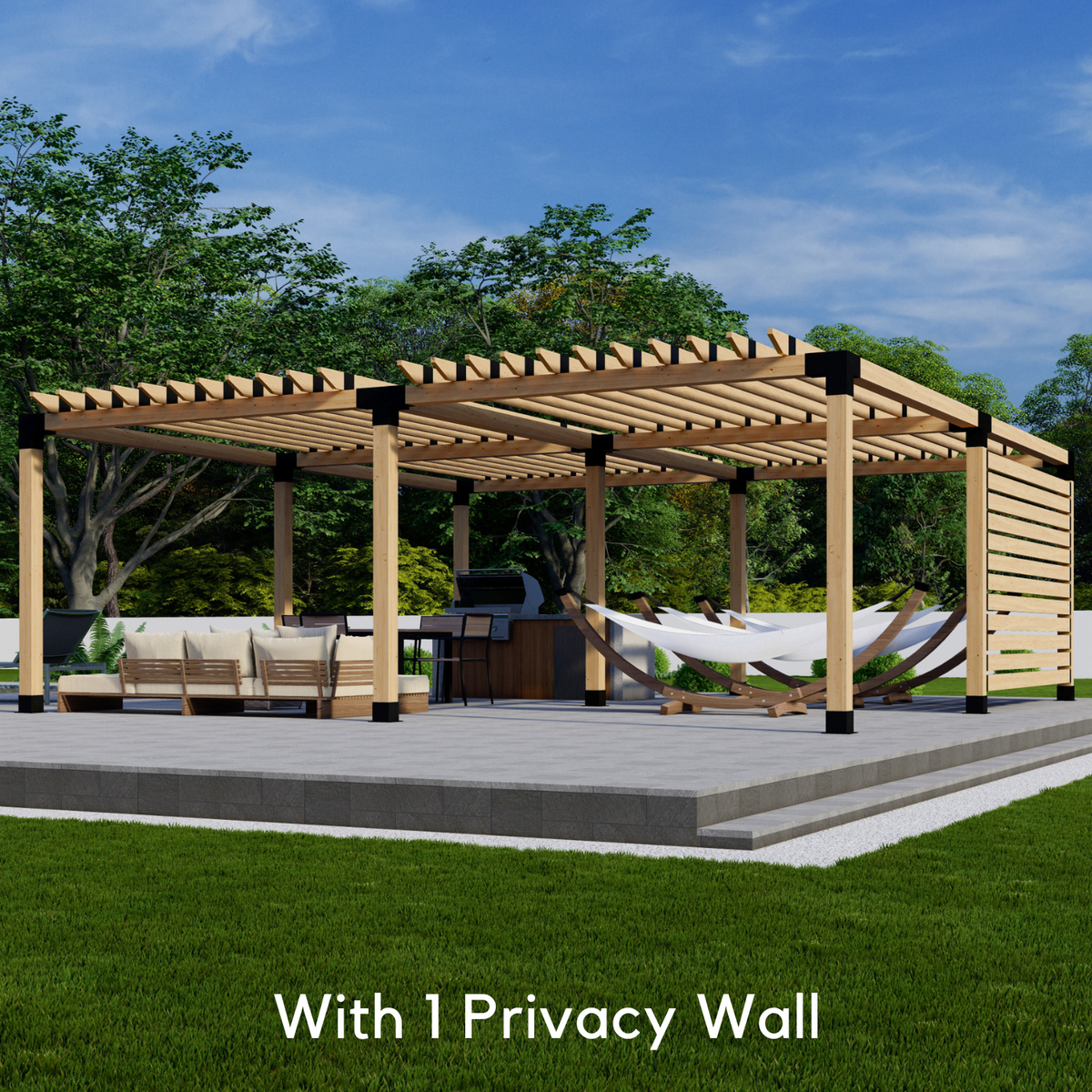 Bracket Kit for a Modern Wooden Pergola With Roof