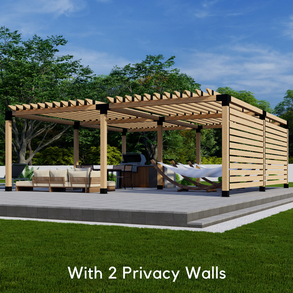 Bracket Kit for a Modern Pergola With Privacy Wall