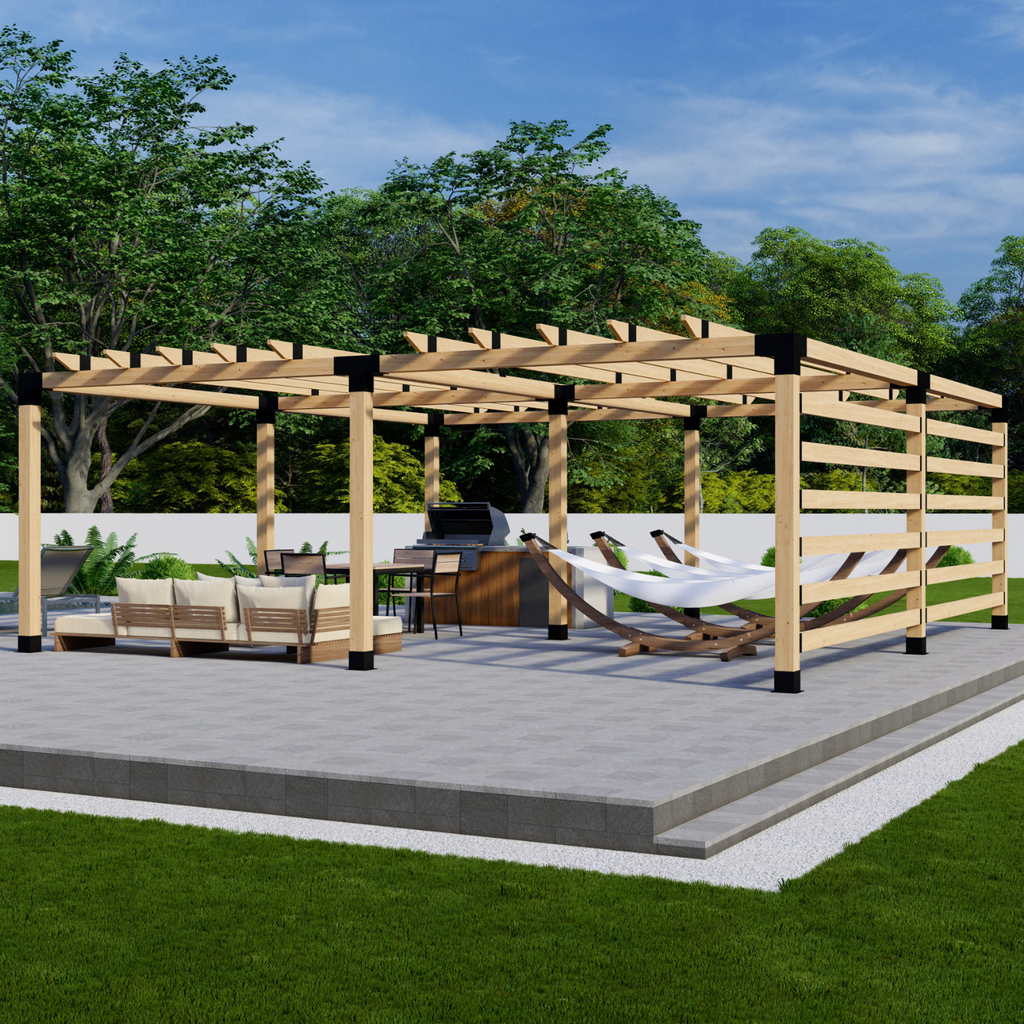 Kit for an Outdoor Garden Pergola With Roof