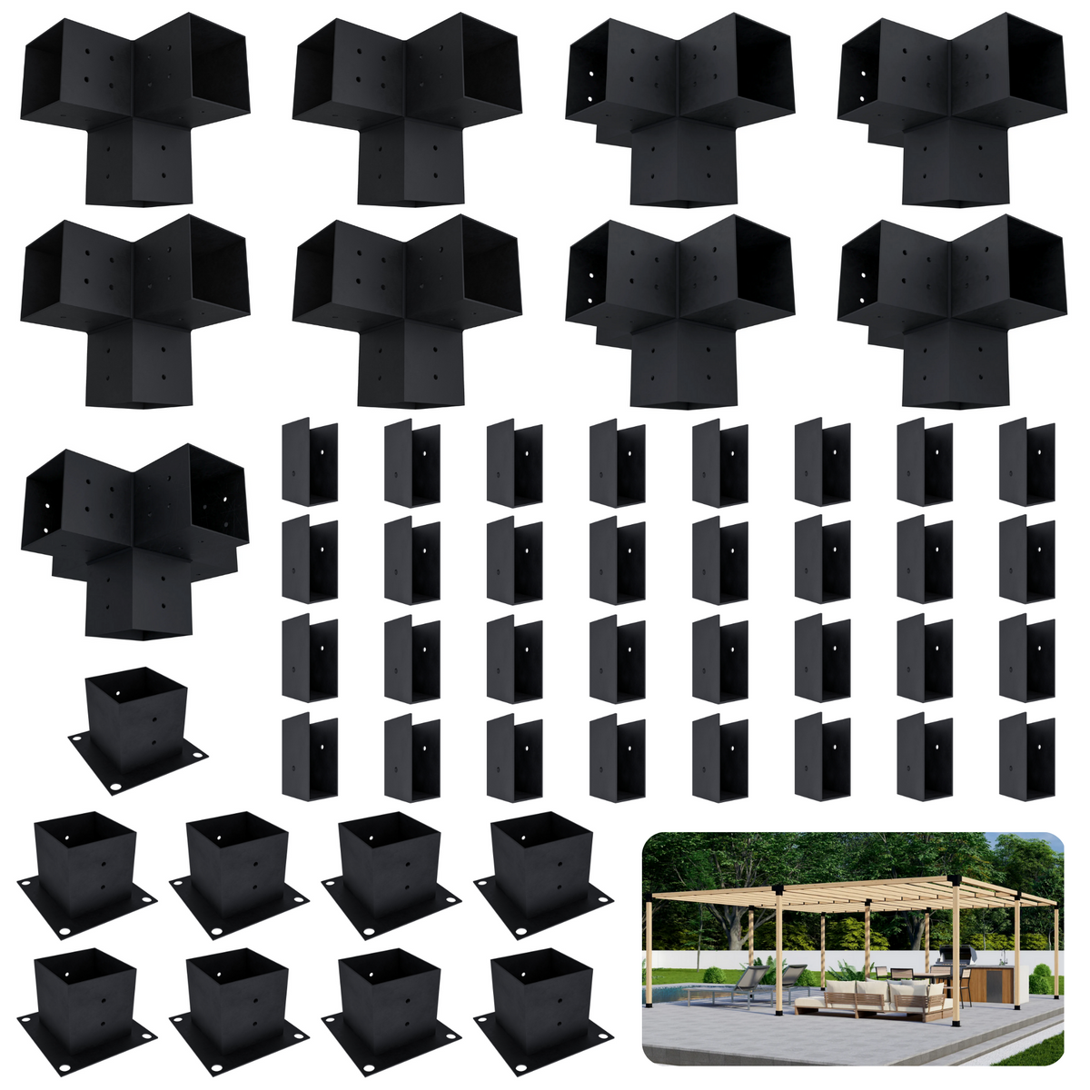 Kit de pergola autoportante 14x14 avec toit