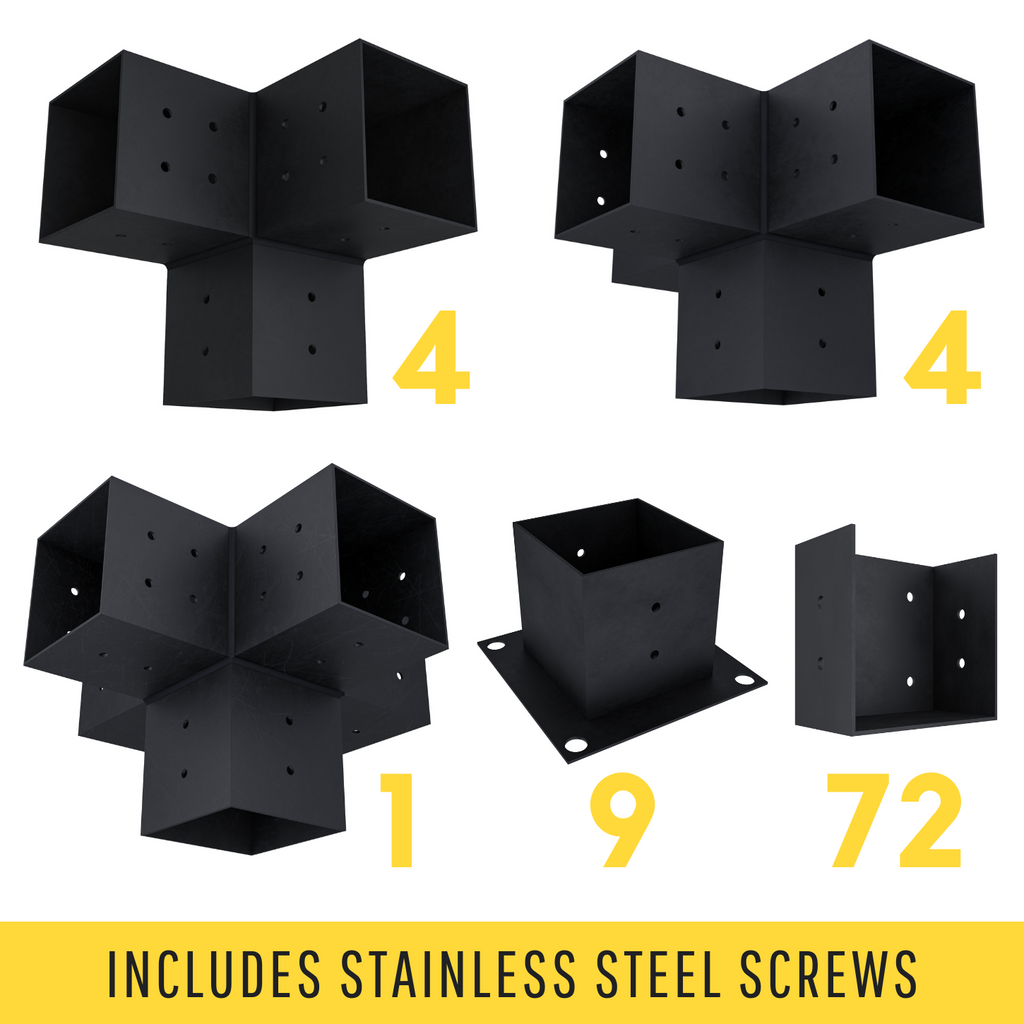 Black Metal Pergola Brackets Kit