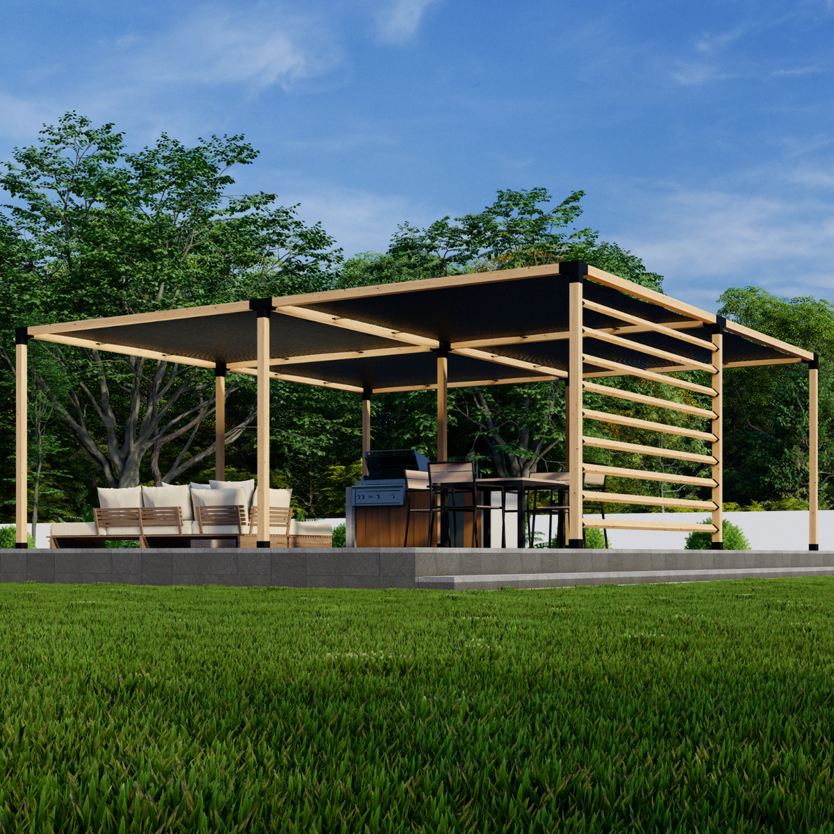 Brackete Kit for a DIY Pergola With Shade Canopies