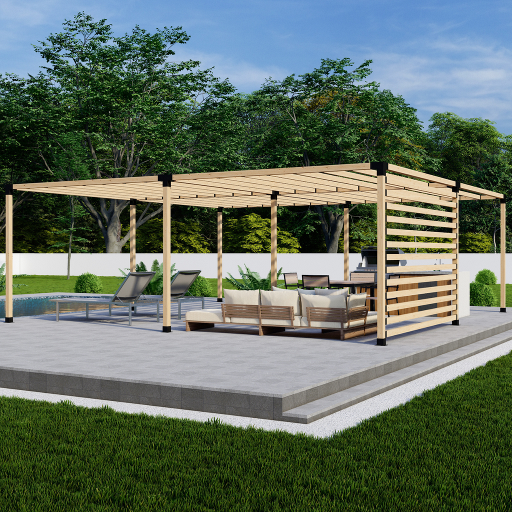 DIY Kit for a Modern Pergola With Privacy Wall