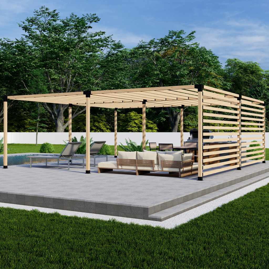 DIY Kit for an Outdoor Kitchen Covered Pergola