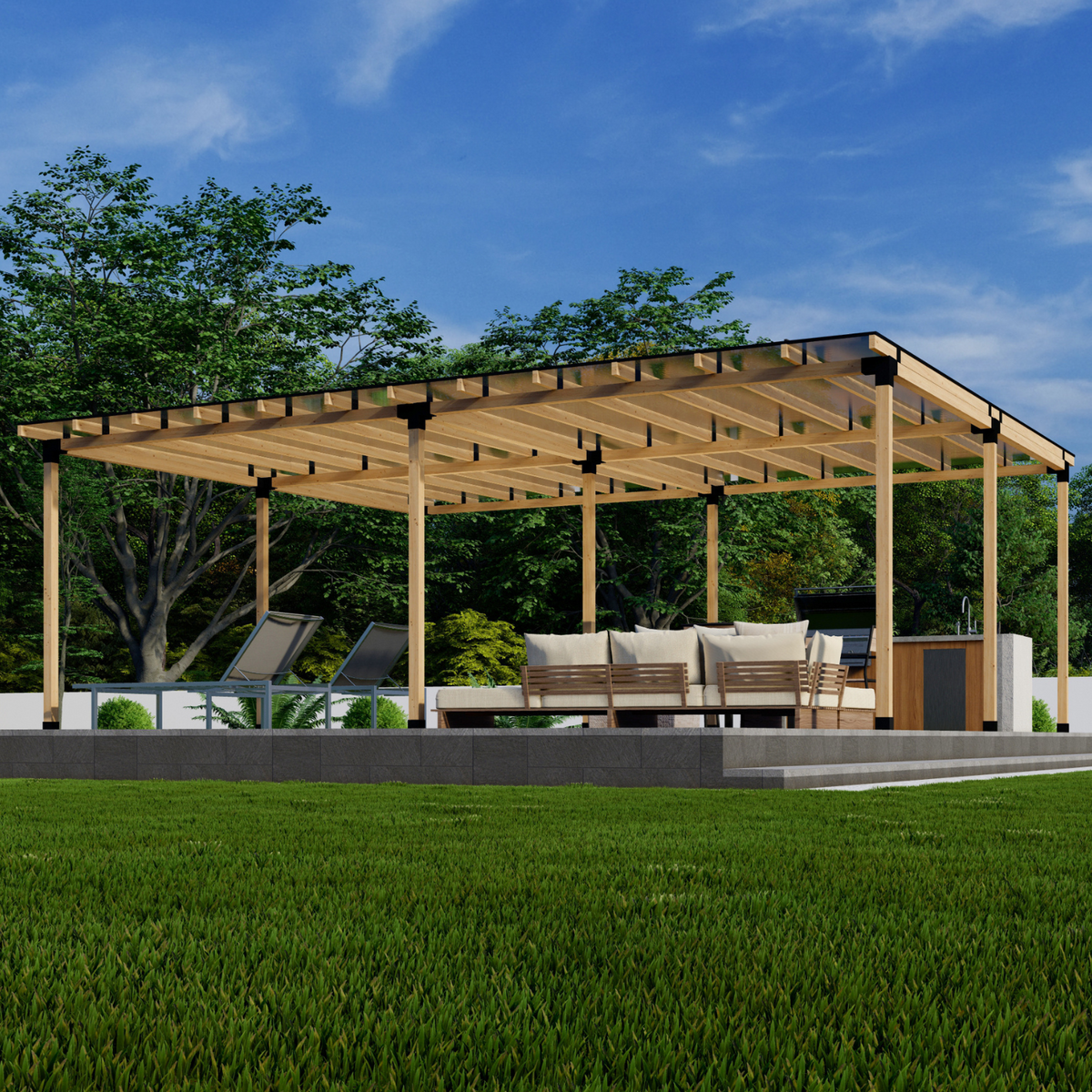 Kit for Building Large Patio Cover w/ Solid Roof