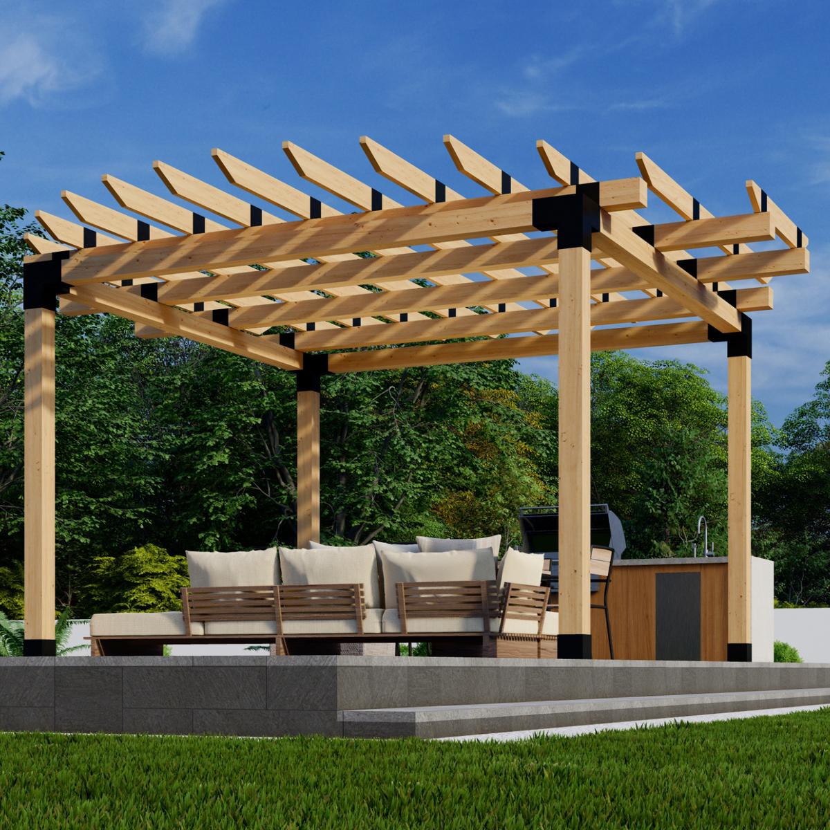 DIY Kit for a Round-Roof Pergola for Round Patio - Any Size Up to 12' x 12'