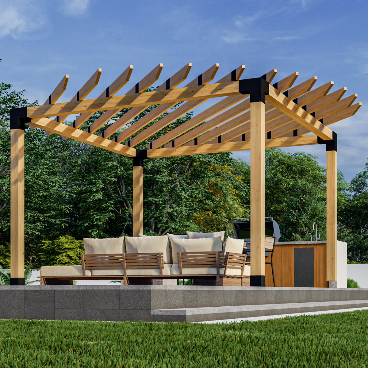 Kit for a Circular Pergola With Roof - Any Size Up to 12' x 12'