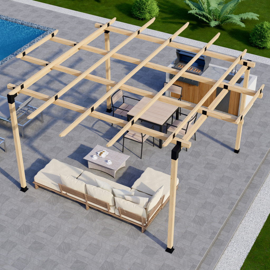 Kit for a Round Pergola With Roof - Any Size Up to 12' x 12'