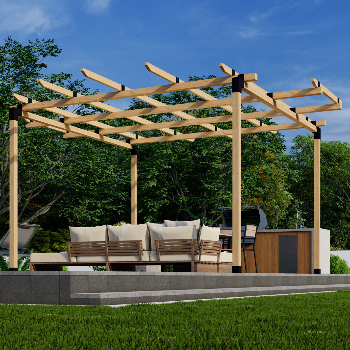 Kit for a Round Pergola With Roof - Any Size Up to 12' x 12'