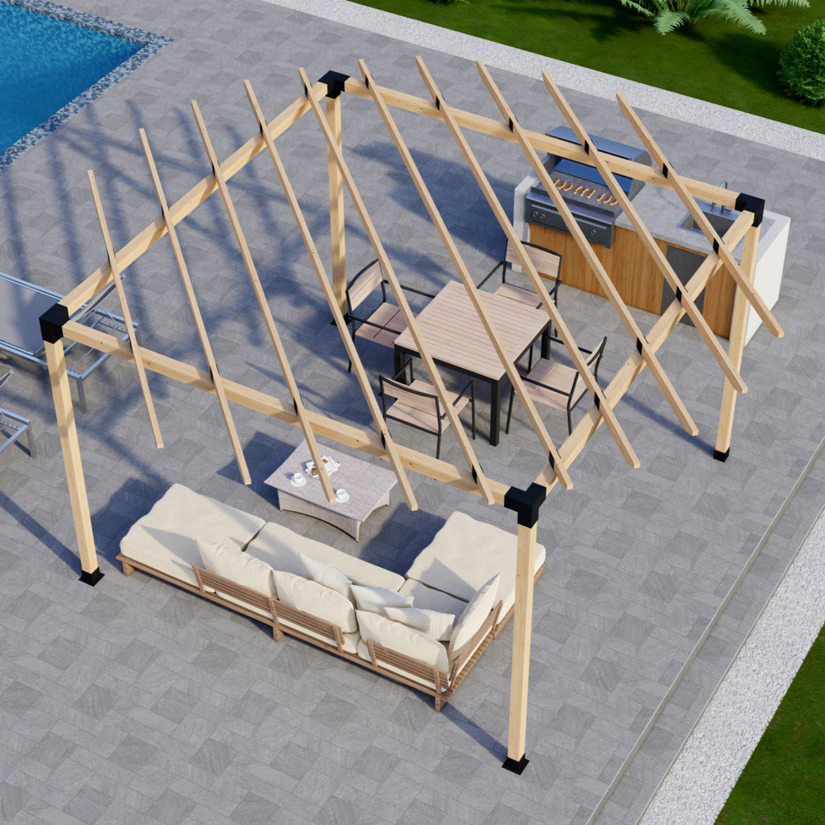 Bracket Kit for a Round Wooden Pergola - Any Size Up to 12' x 12'