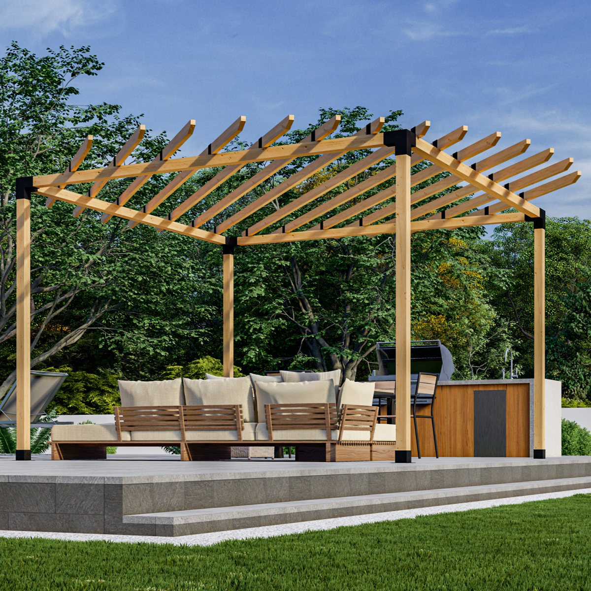 DIY Kit for a Round Pergola With Roof - Any Size Up to 12' x 12'