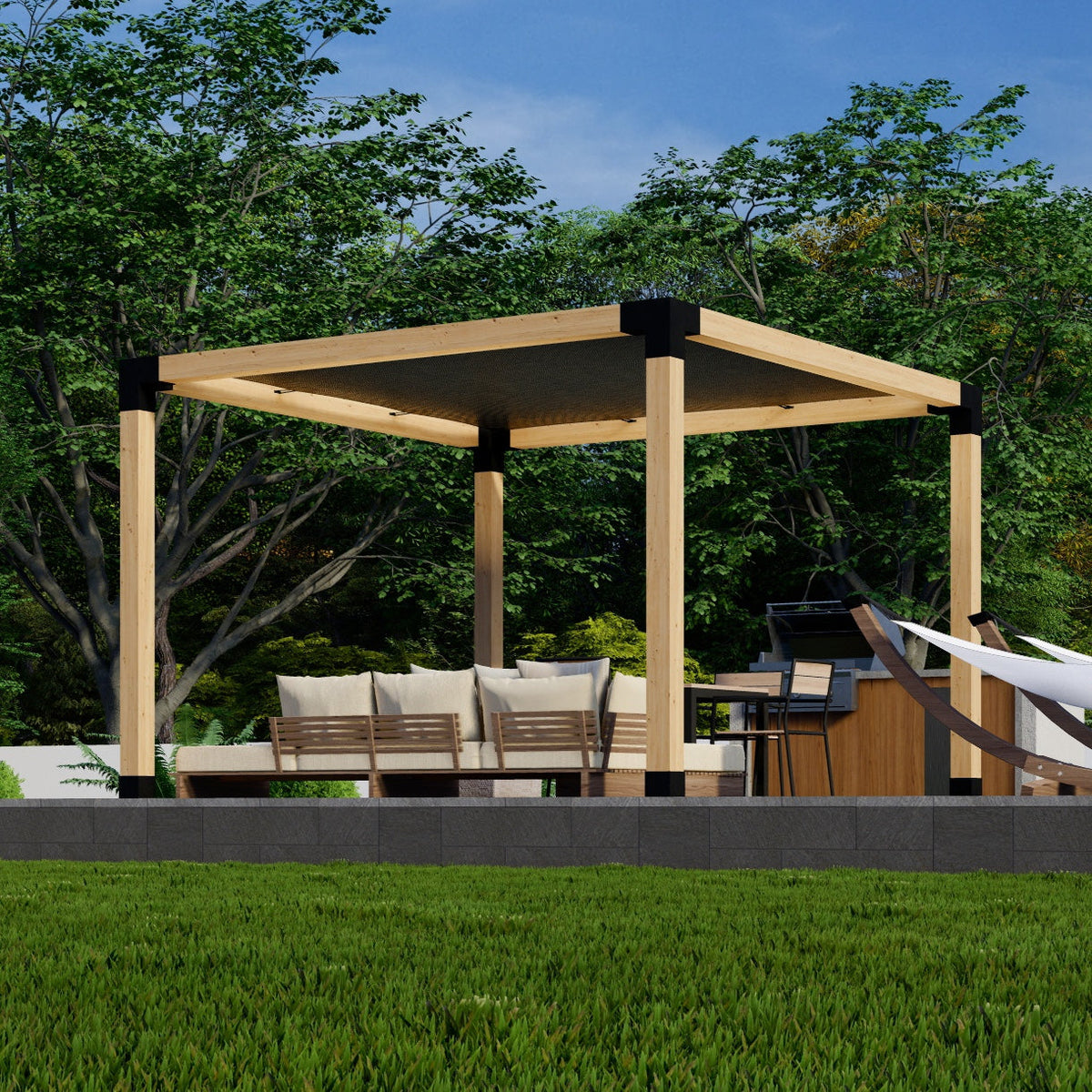 10x8 Covered Pergola with Sun Shade