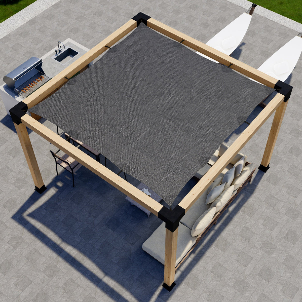 8x10 Covered Pergola with Sun Shade