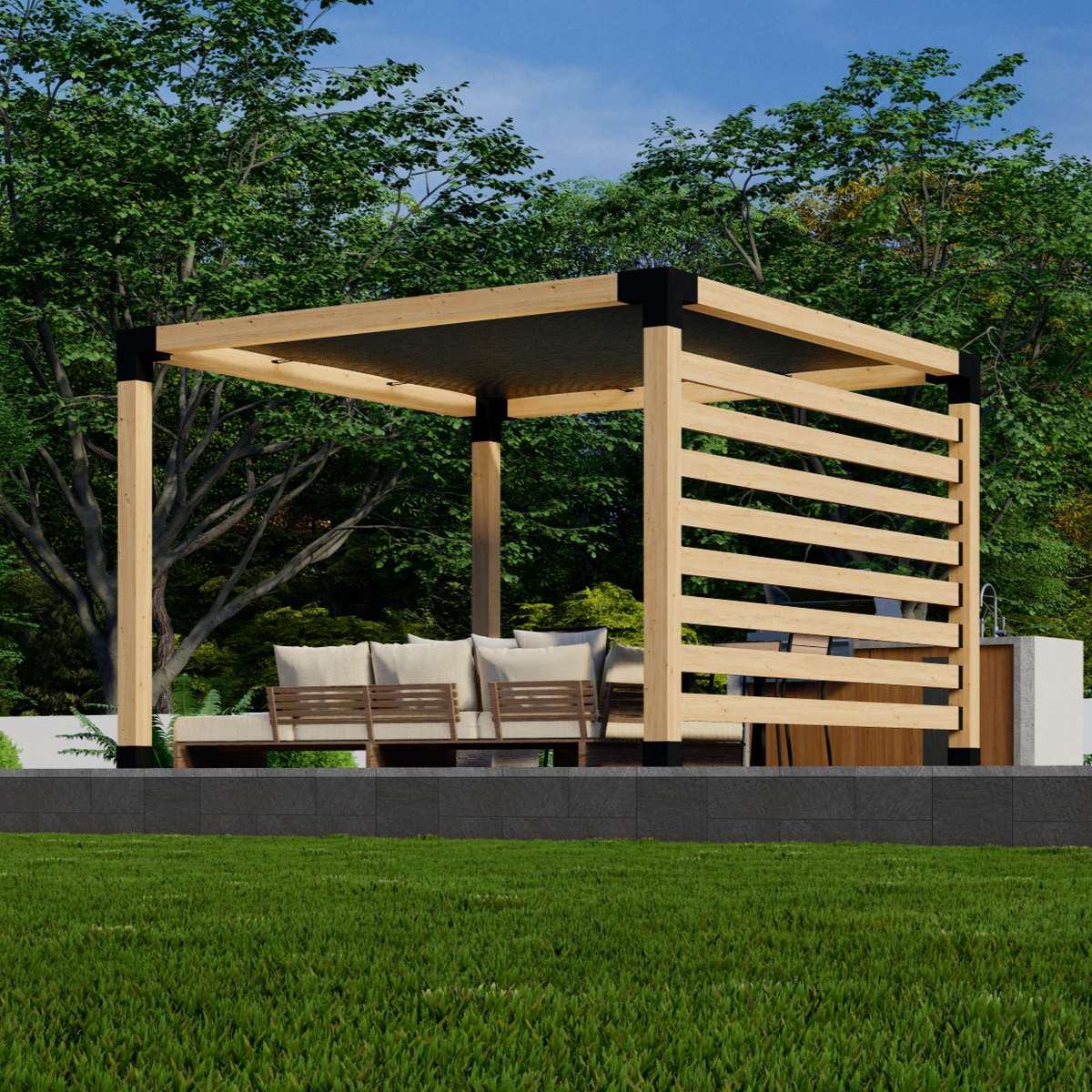 DIY Kit for Attached or Freestanding Pergola With Canopies