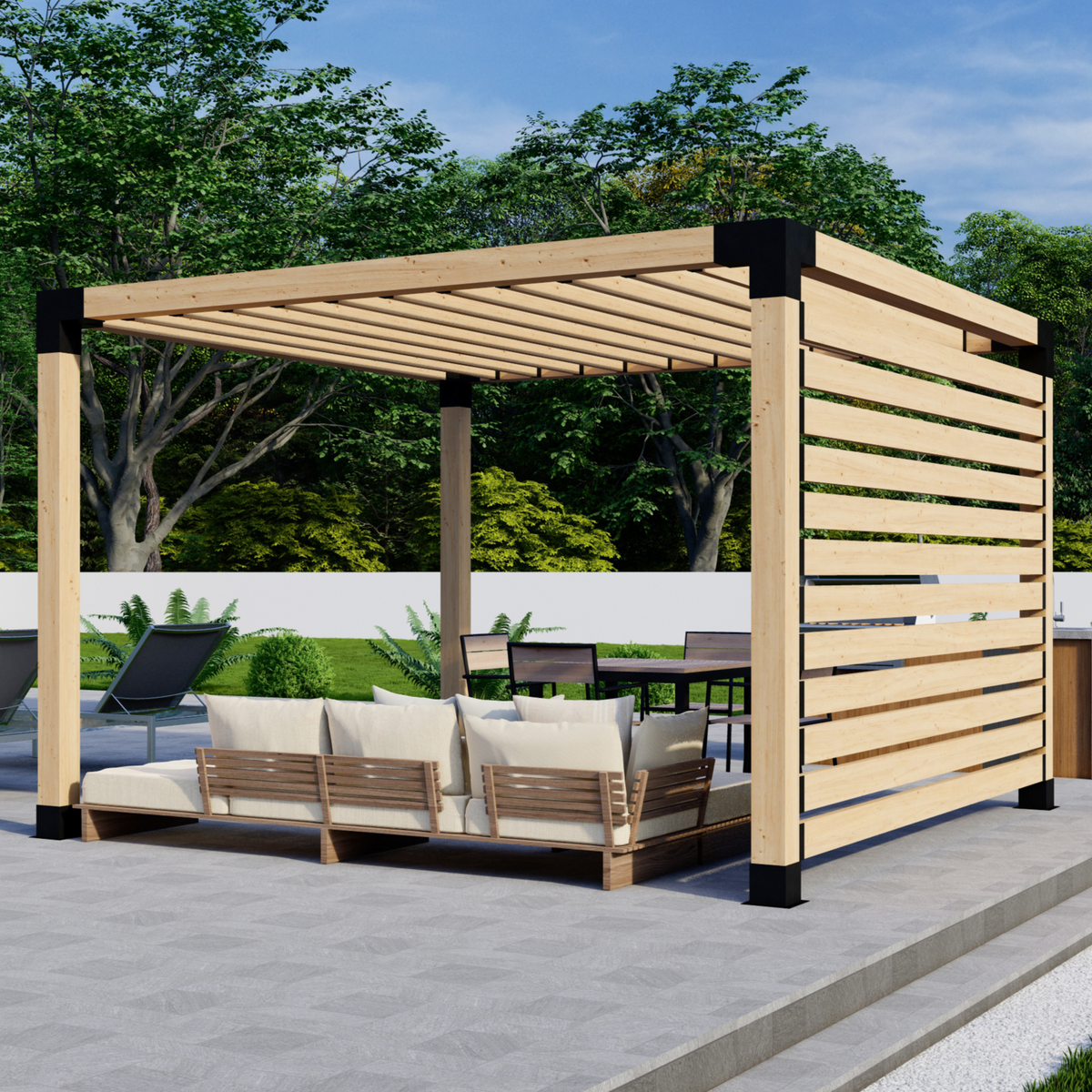 DIY Kit for a Freestanding Pergola With Roof