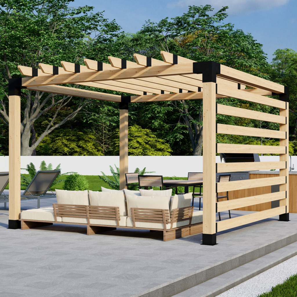 Bracket Kit for a Roofed Pergola and Privacy Wall