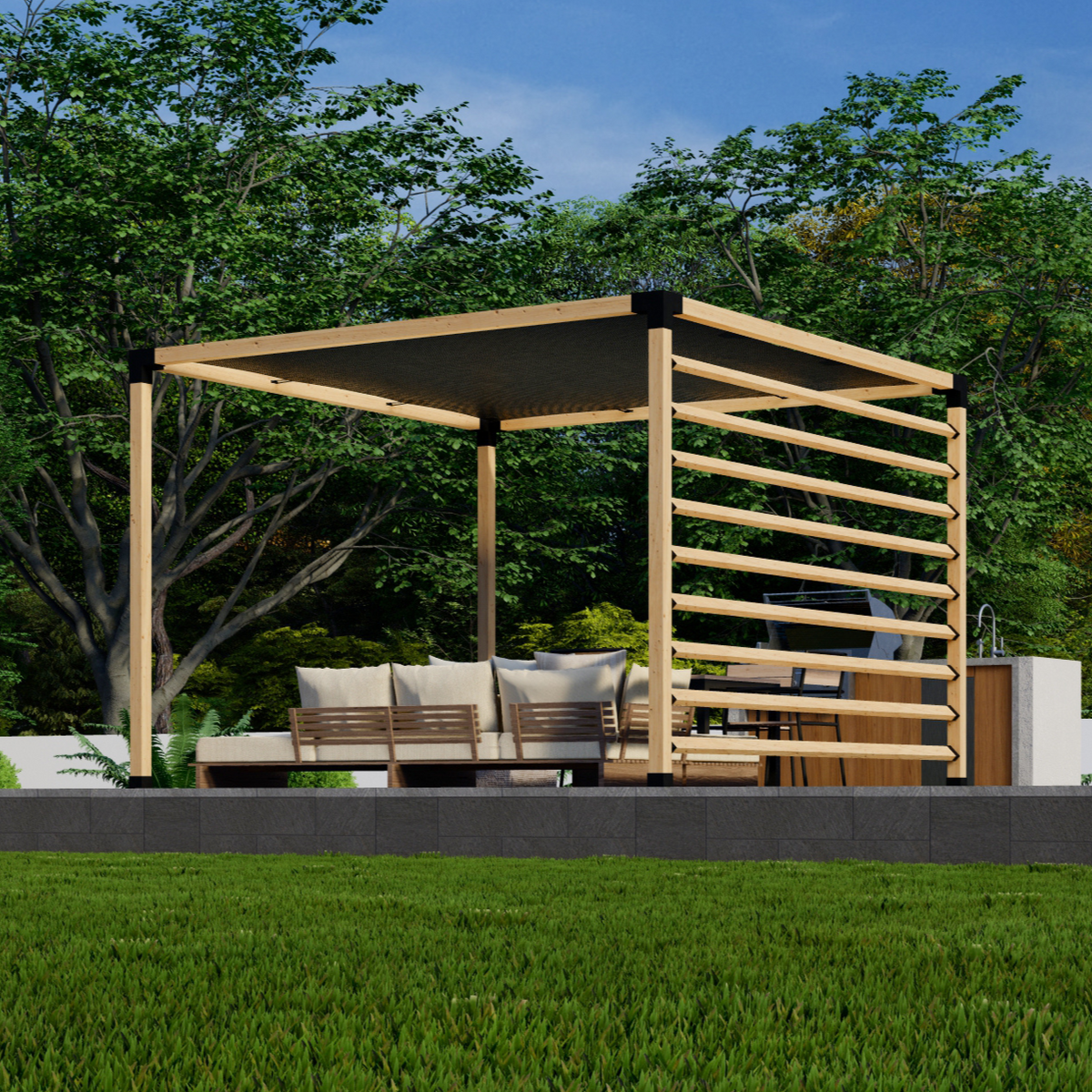 Kit for a Pergola w/ Fabric Roof - Any Size Up to 12' x 12'