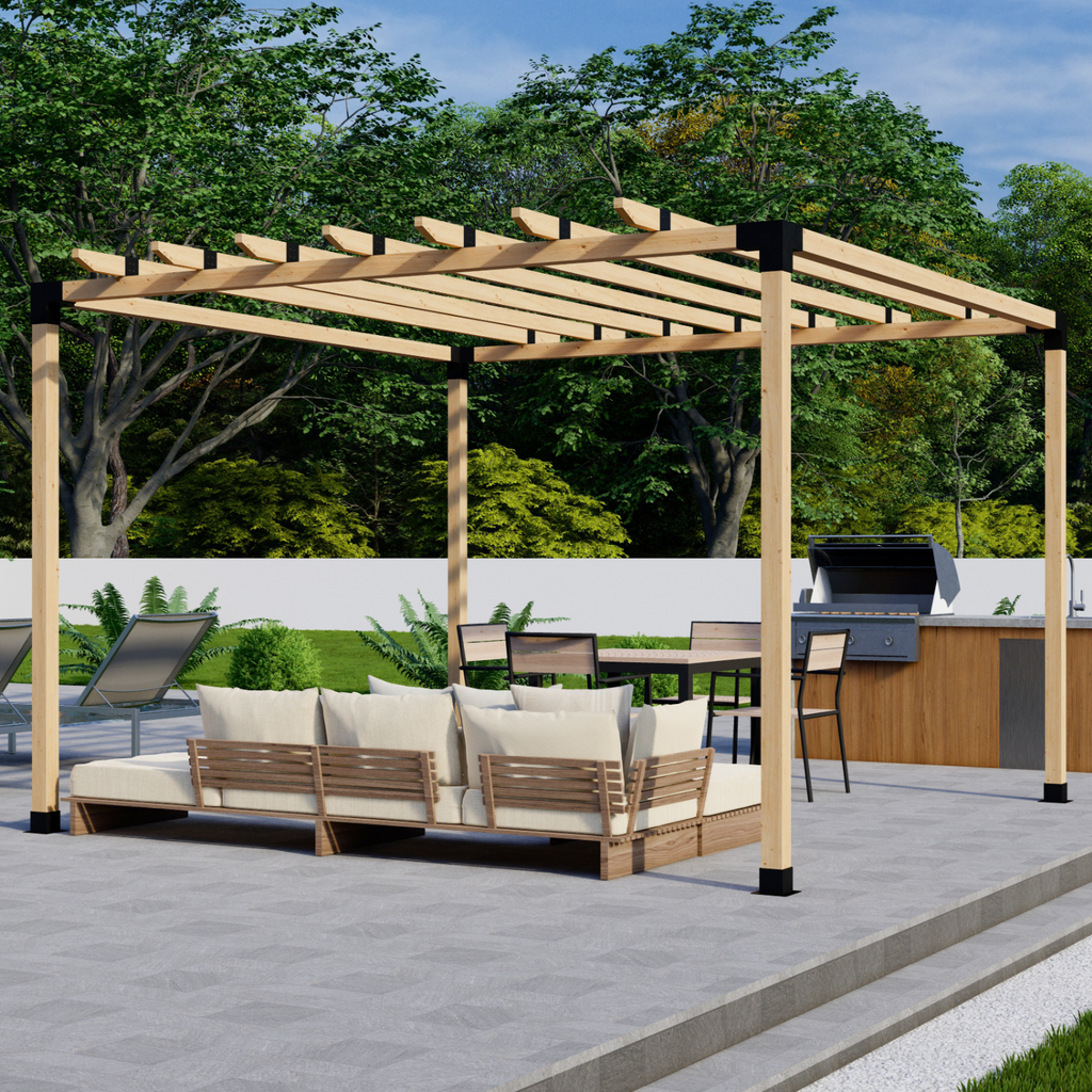 Bracket Kit for a Wooden Pergola With Roof