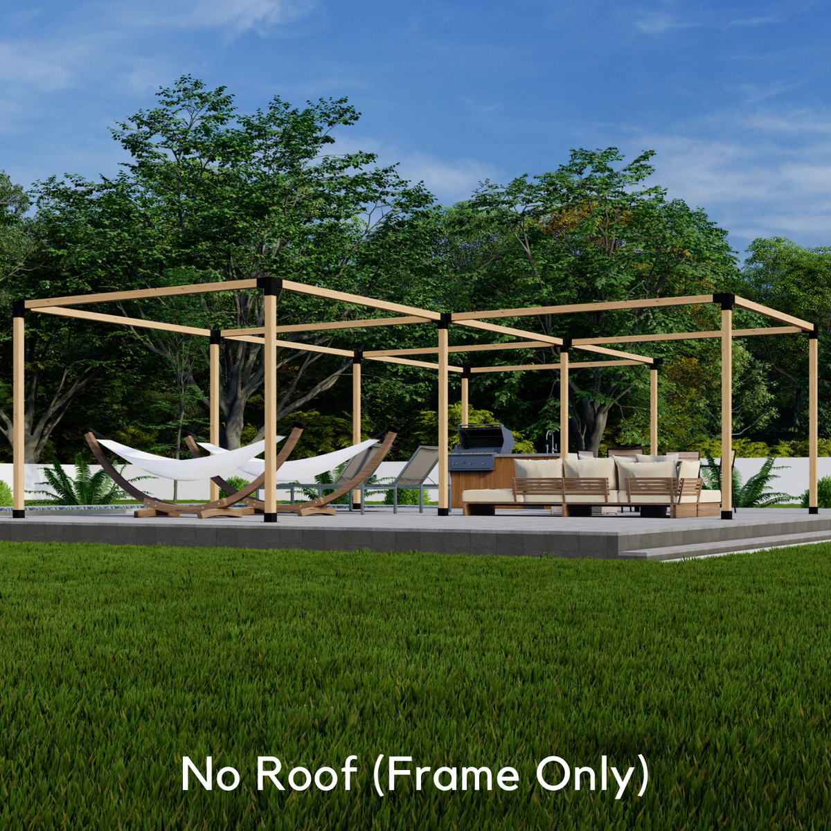 T Pergola Kit For an Up-To 36' x 24' Pergola w/ 4 Blocks Arranged in a "T" shape