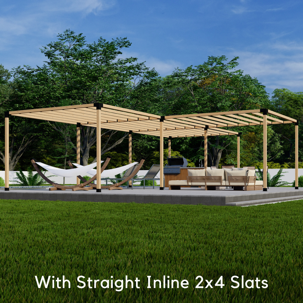T Pergola Kit For an Up-To 36' x 24' Pergola w/ 4 Blocks Arranged in a "T" shape