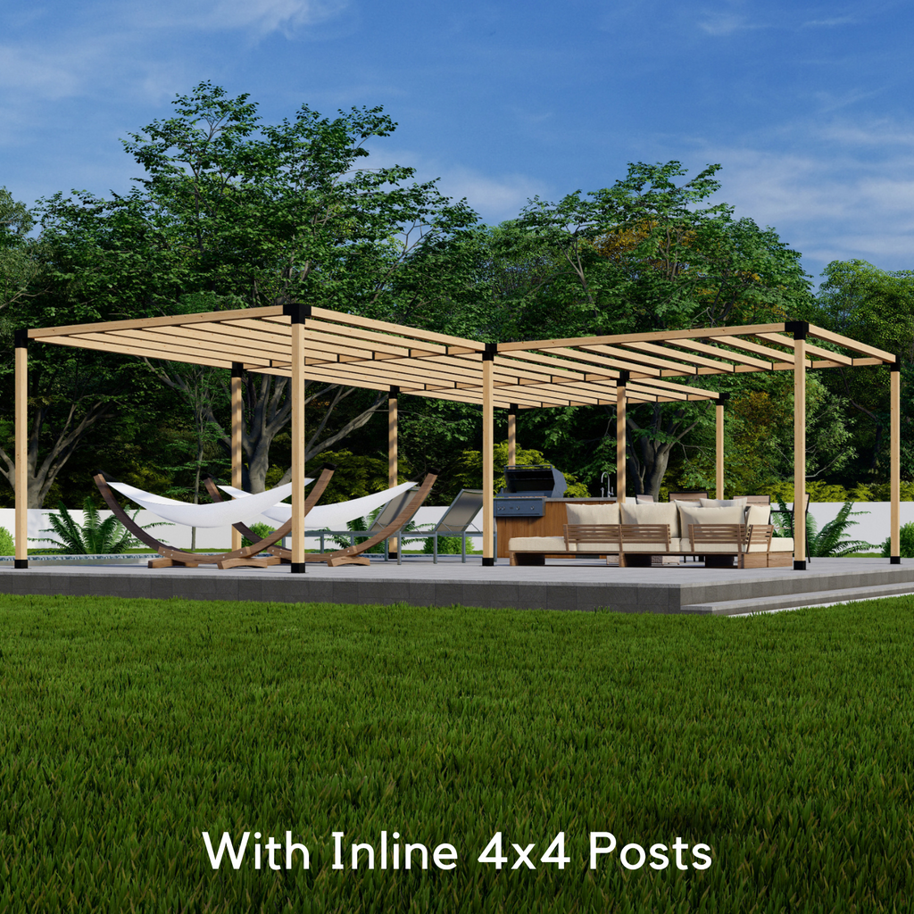 T Pergola Kit For an Up-To 36' x 24' Pergola w/ 4 Blocks Arranged in a "T" shape