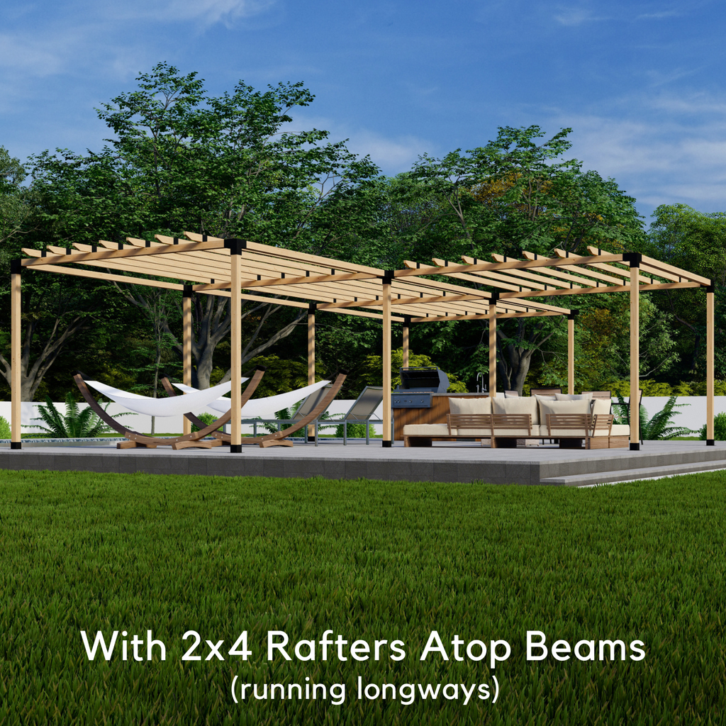 T Pergola Kit For an Up-To 36' x 24' Pergola w/ 4 Blocks Arranged in a "T" shape