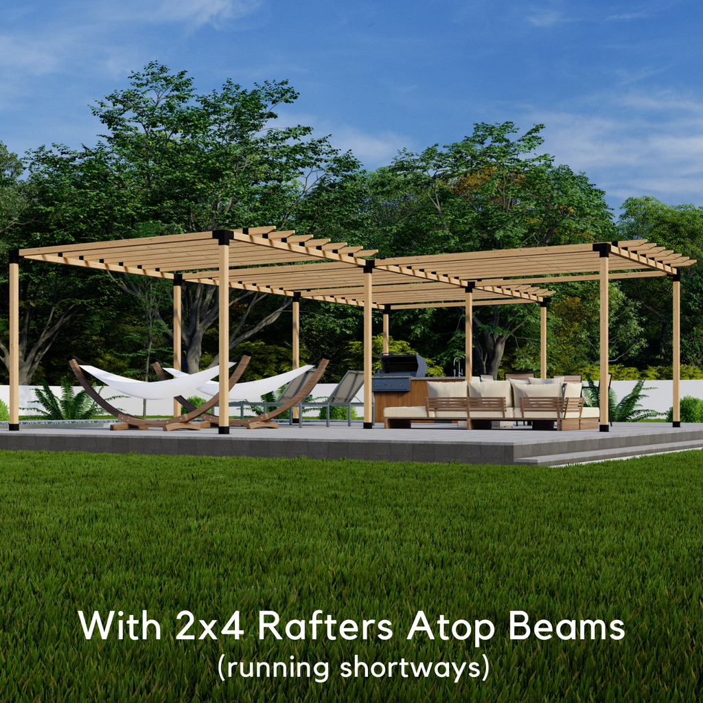T Pergola Kit For an Up-To 36' x 24' Pergola w/ 4 Blocks Arranged in a "T" shape