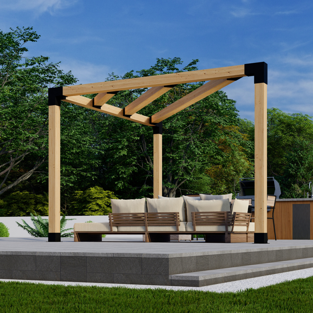 DIY Kit for a Corner Deck Pergola With Roof