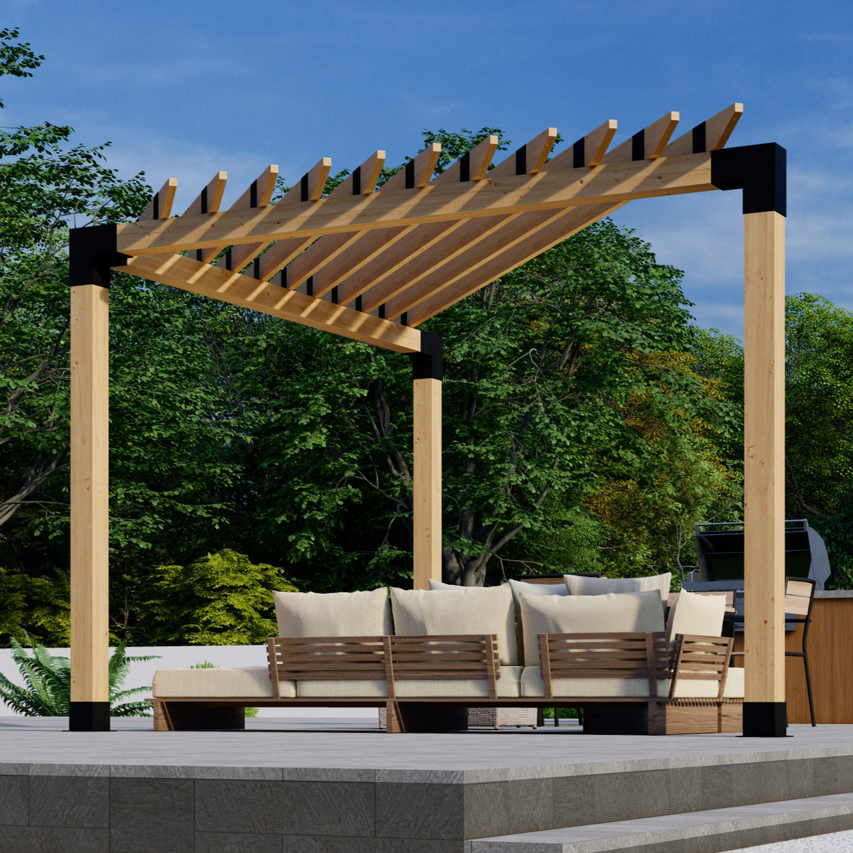 DIY Pergola Kit for a Freestanding Triangle Pergola Up to 12' x 12'