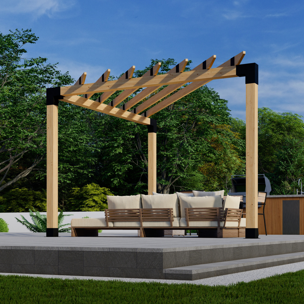 DIY Pergola Bracket Kit for a Freestanding Triangle Pergola With Roof Rafters - Any Size Up to 12' x 12'
