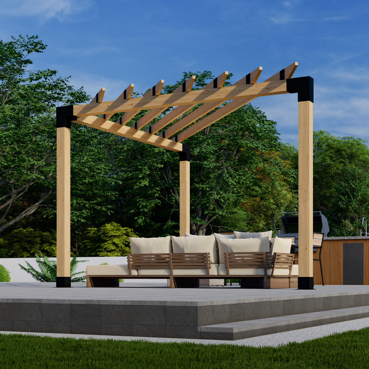 DIY Pergola Bracket Kit for a Freestanding Triangle Pergola With Roof Rafters - Any Size Up to 12' x 12'