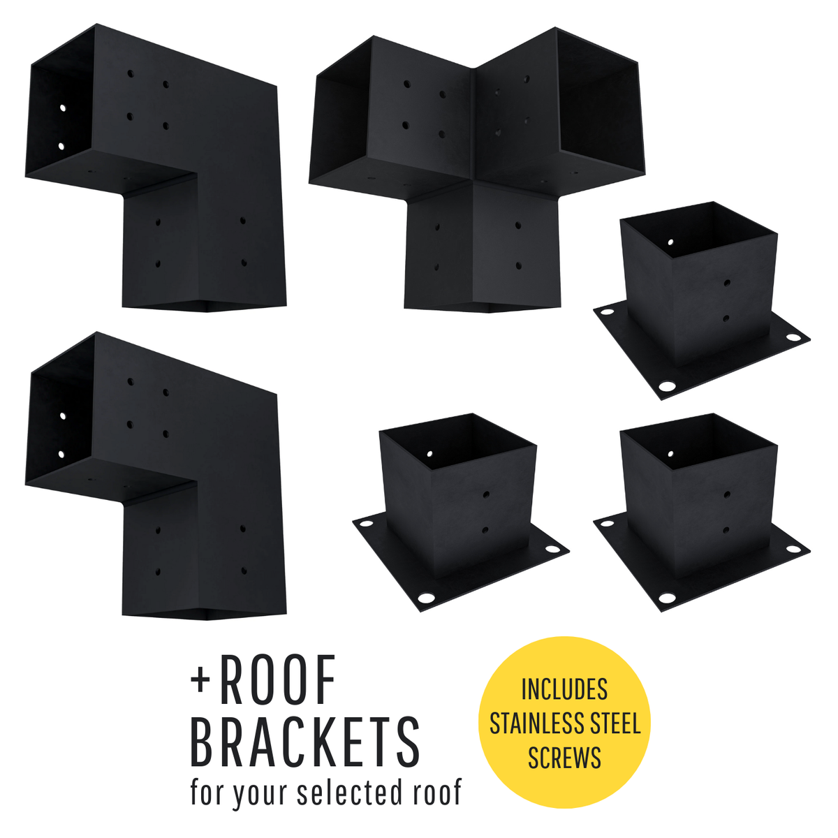 DIY Pergola Bracket Kit for a Freestanding Triangle Pergola With Roof Posts - Any Size Up to 12' x 12'