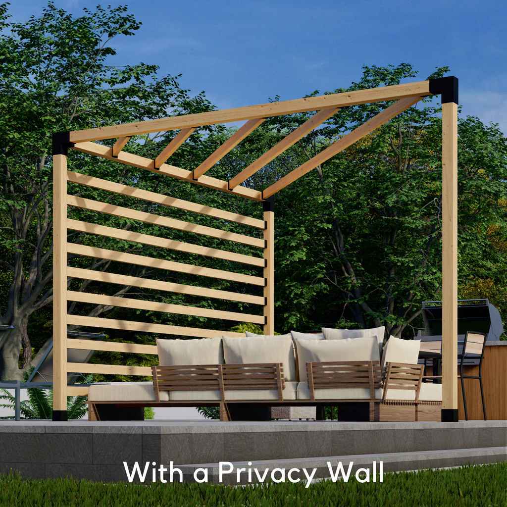 Kit for a Triangular Corner Pergola With Roof