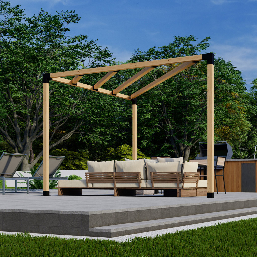 Kit for a Three-Sided Pergola With Roof