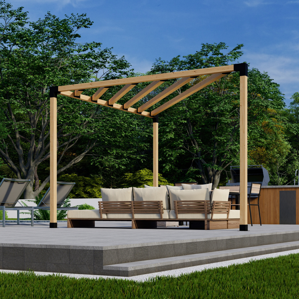 DIY Pergola Bracket Kit for a Freestanding Triangle Pergola With Roof Posts - Any Size Up to 12' x 12'