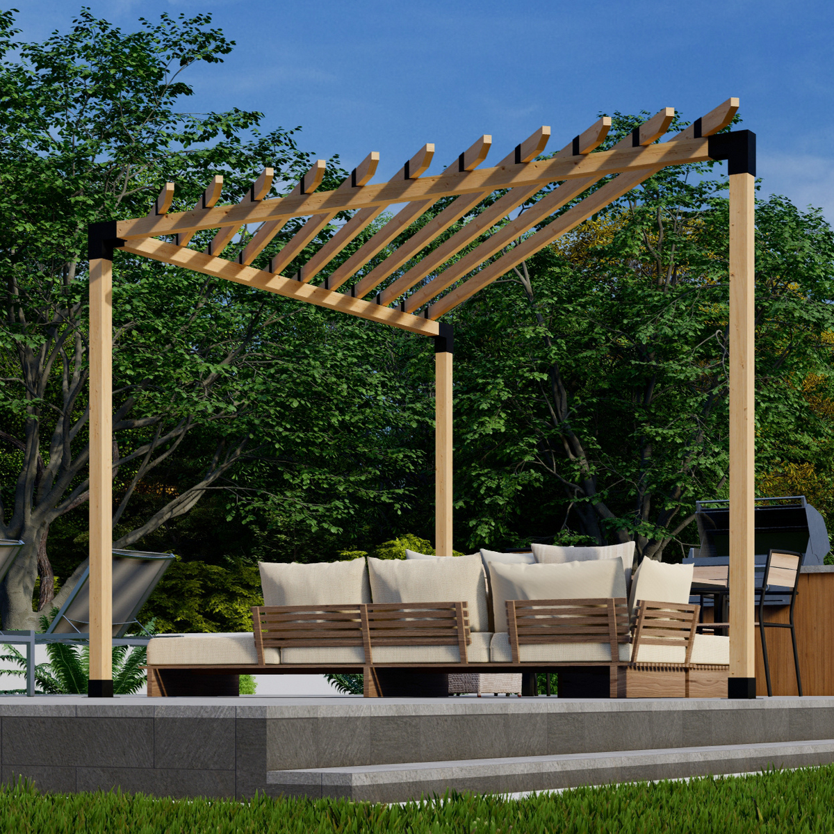 Kit for a Triangle Pergola With Roof