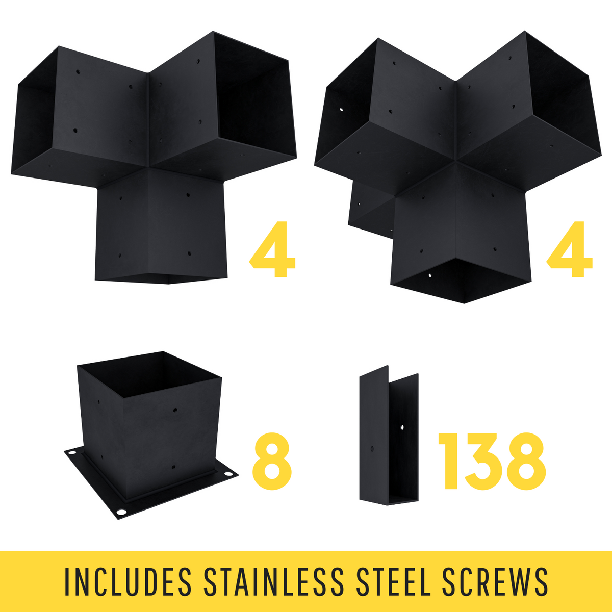 Bracket Kit for an Outdoor Wooden Pergola With Roof