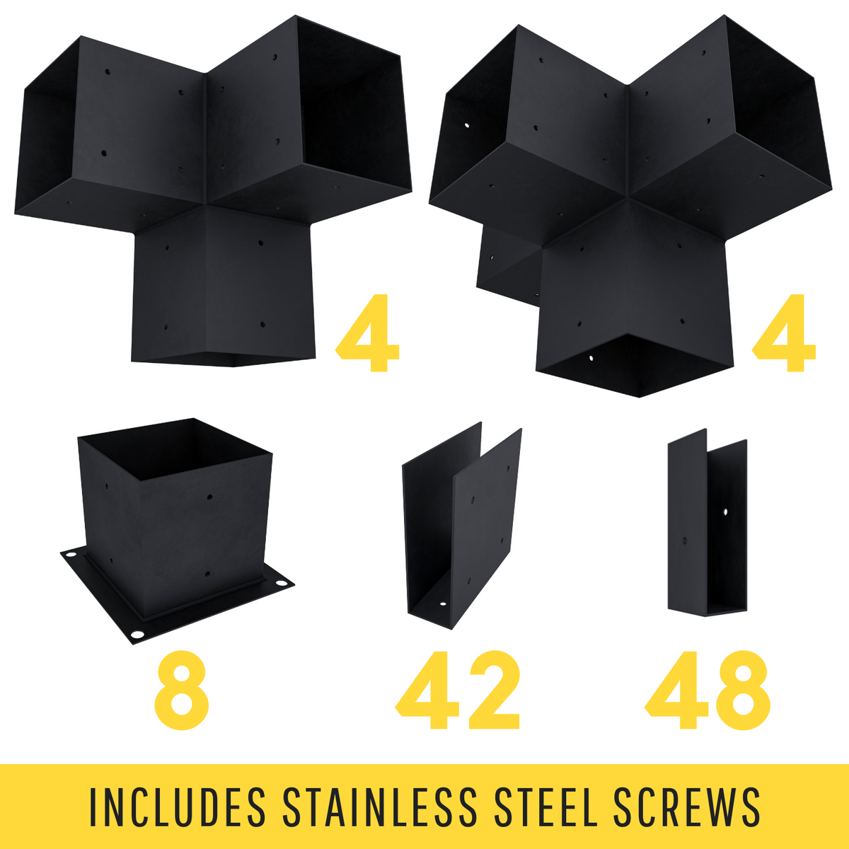 Modern Black Pergola Brackets Kit