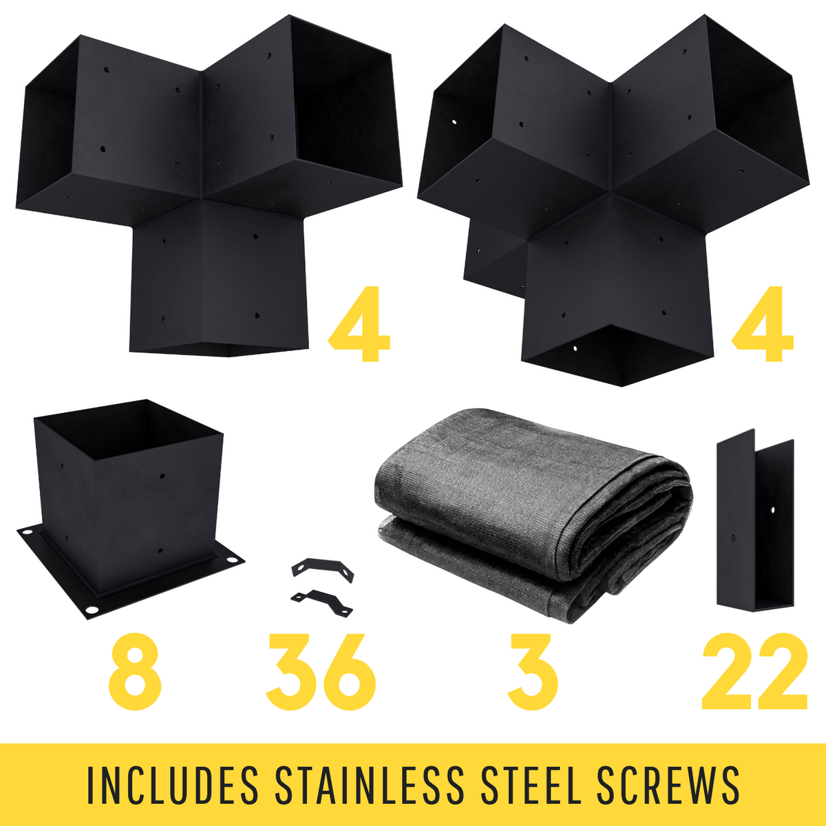 Kit w/ 6x6 Brackets for Pergola + Shade Canopies