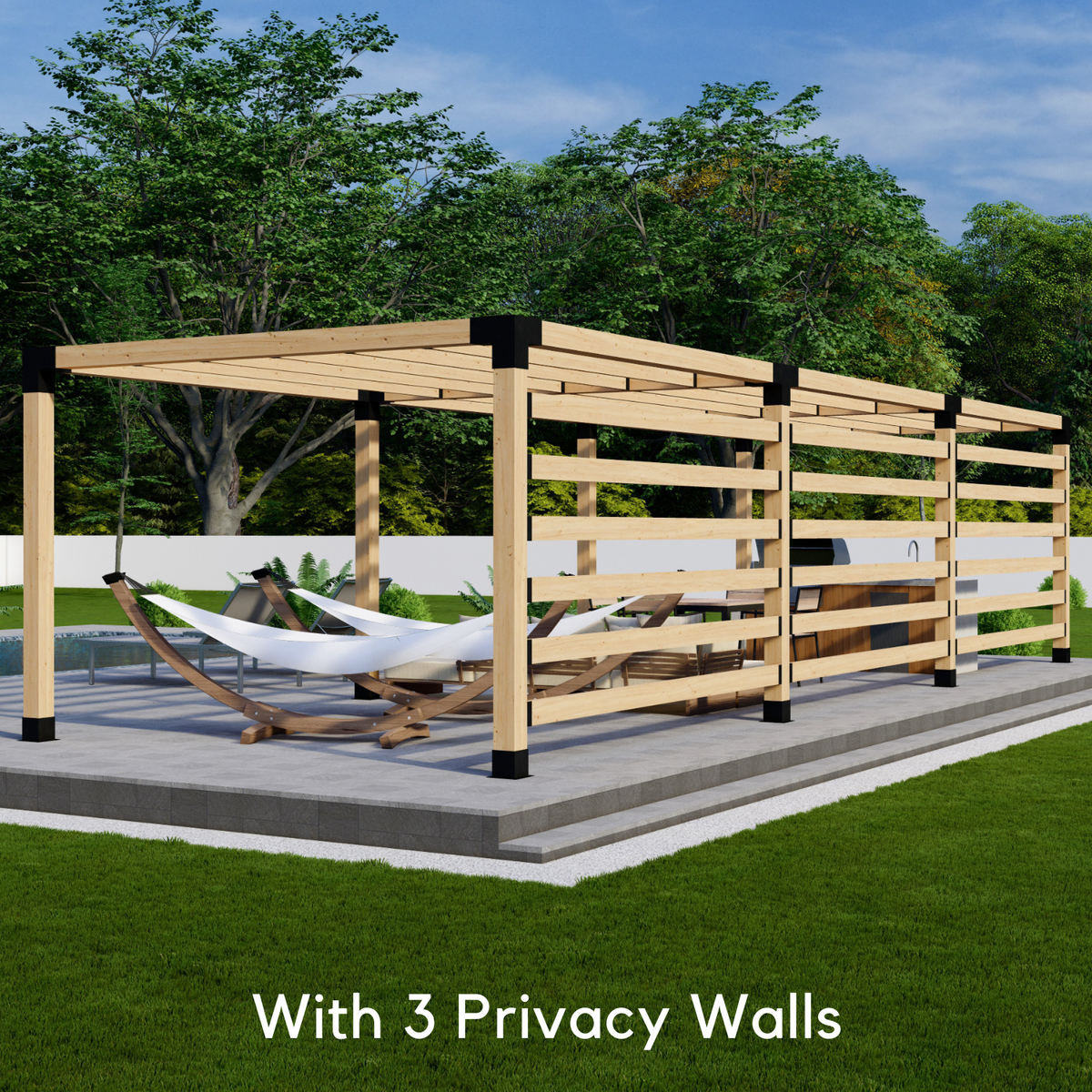 Kit for a Dining Pergola With Roof and 2 Walls