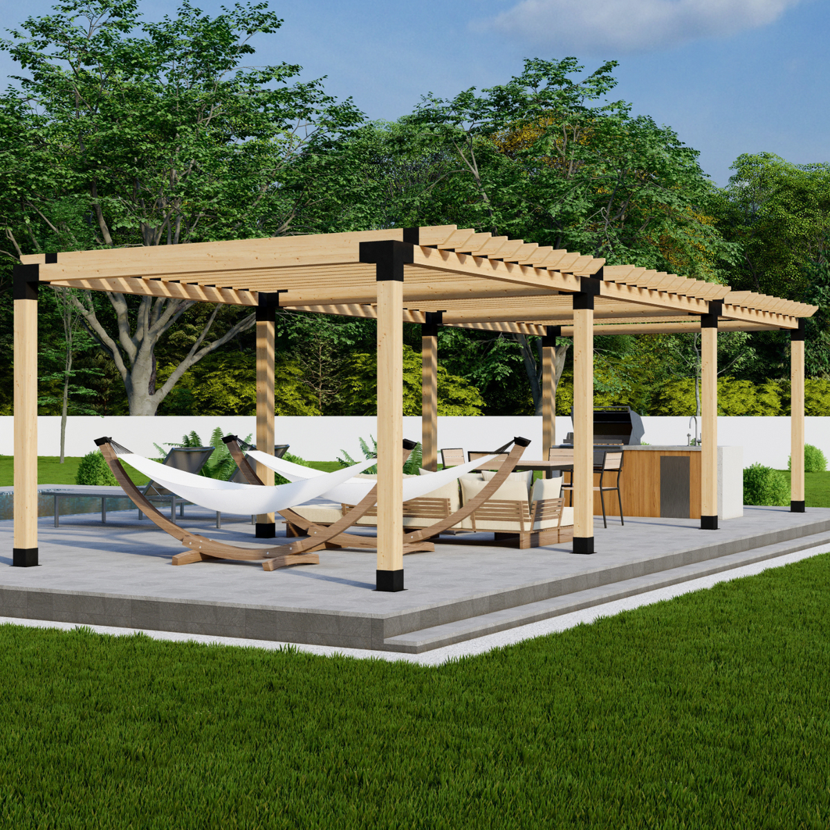 Kit for Building a Pergola for Deck Shade