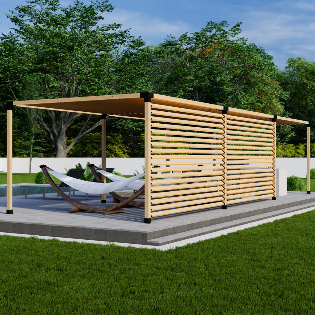 Kit for a Pergola With Side Privacy Walls
