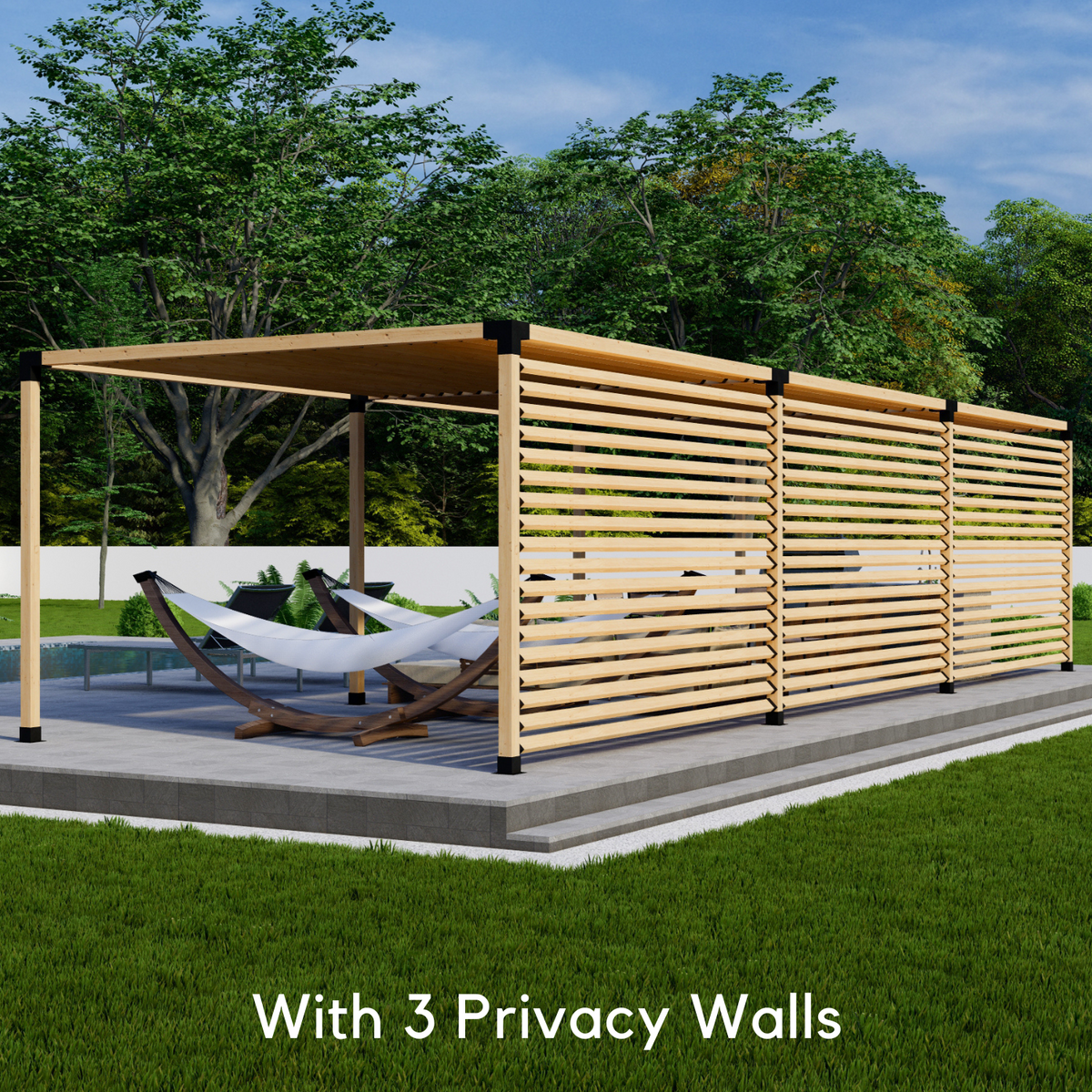 Kit for a Pergola With Side Privacy Walls