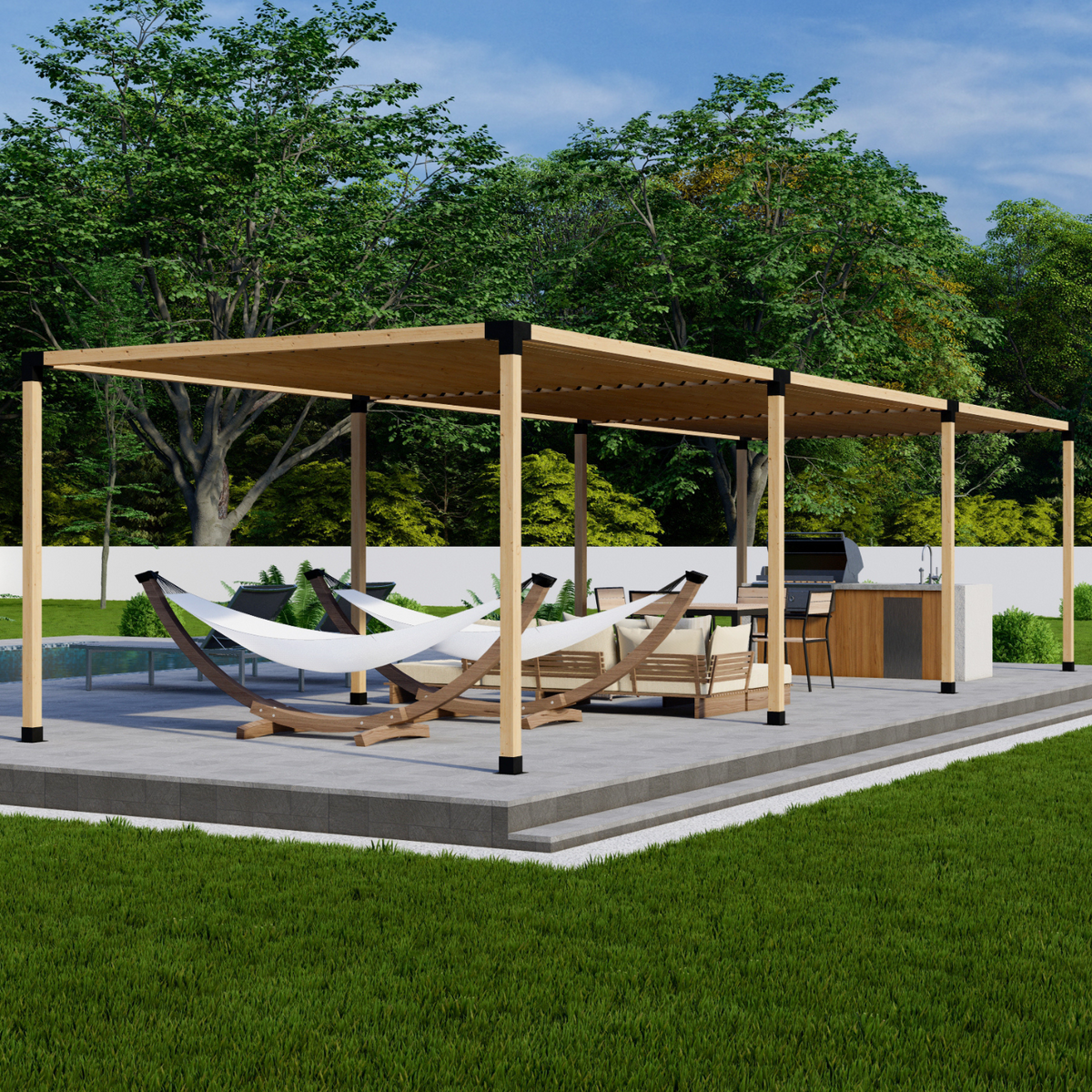 Kit for Building a Pergola Over Paver Patio or Concrete
